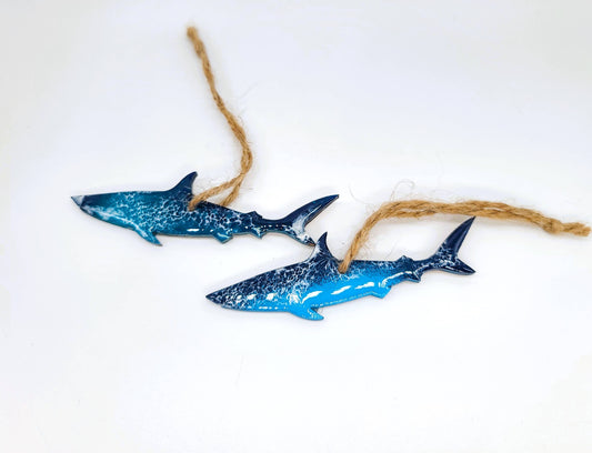 Shark Ornament - Handmade Resin & Wood Ornament