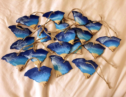 South Carolina Christmas Ornaments - Handmade Resin & Wood
