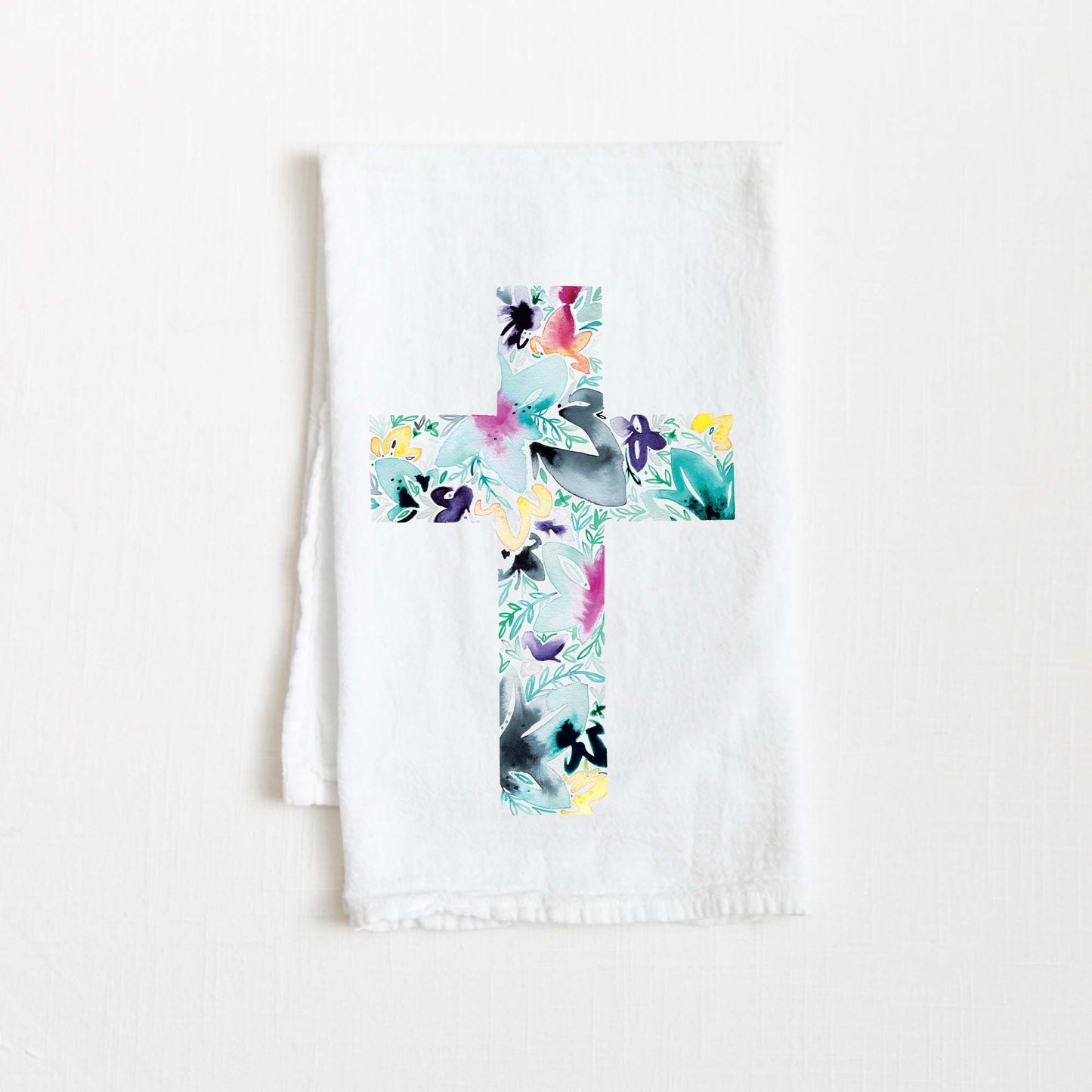 Cross Watercolor Tea Towel