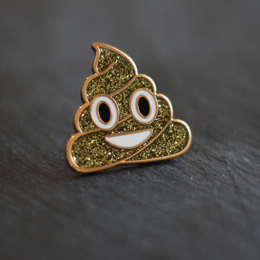 Poop Emoji Enamel Lapel Pin - Sparkle