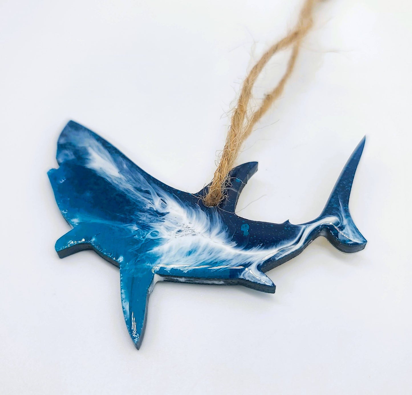 Shark Ornament - Handmade Resin & Wood Ornament