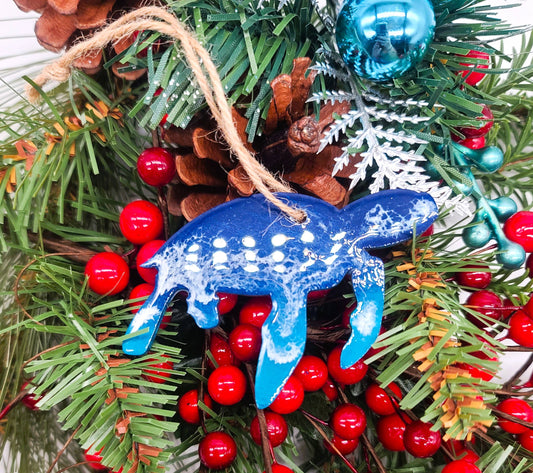 Sea Turtle Ornament - Handmade Resin & Wood Ornament