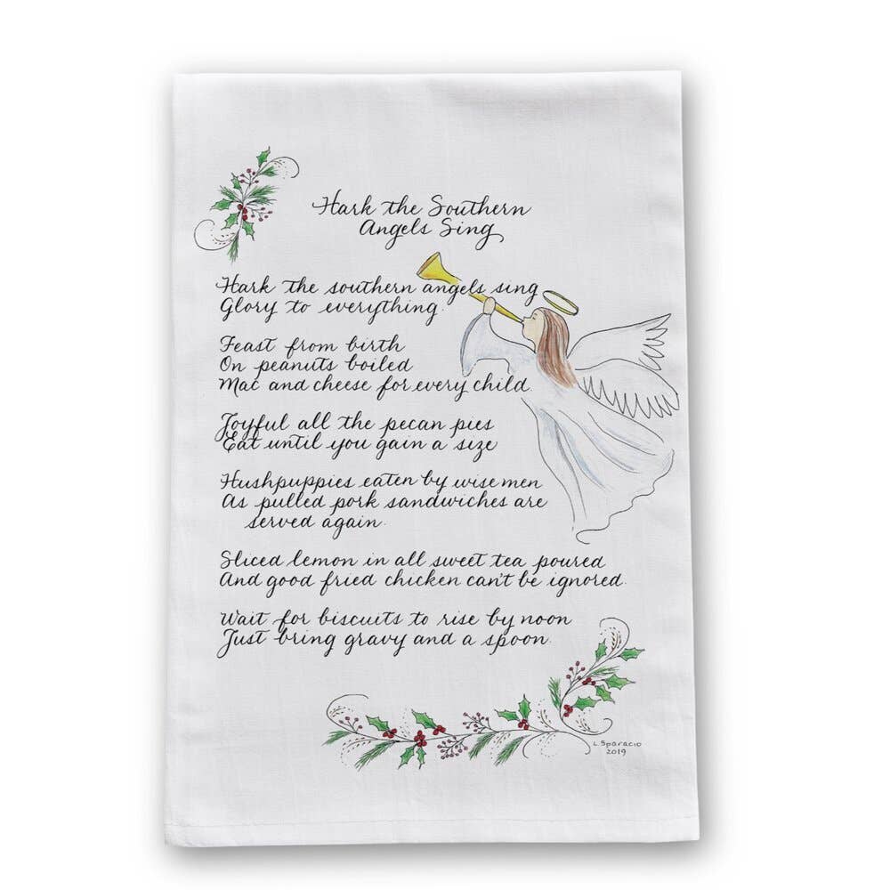 Hark The Southern Angels Sing Christmas Tea Towel