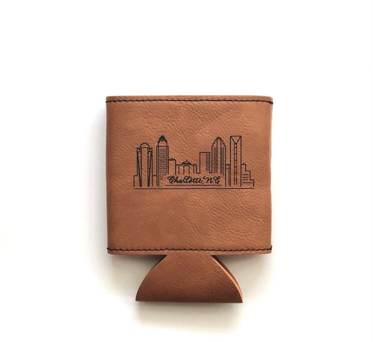 Leather-like Drink Sleeve with Charlotte Skyline