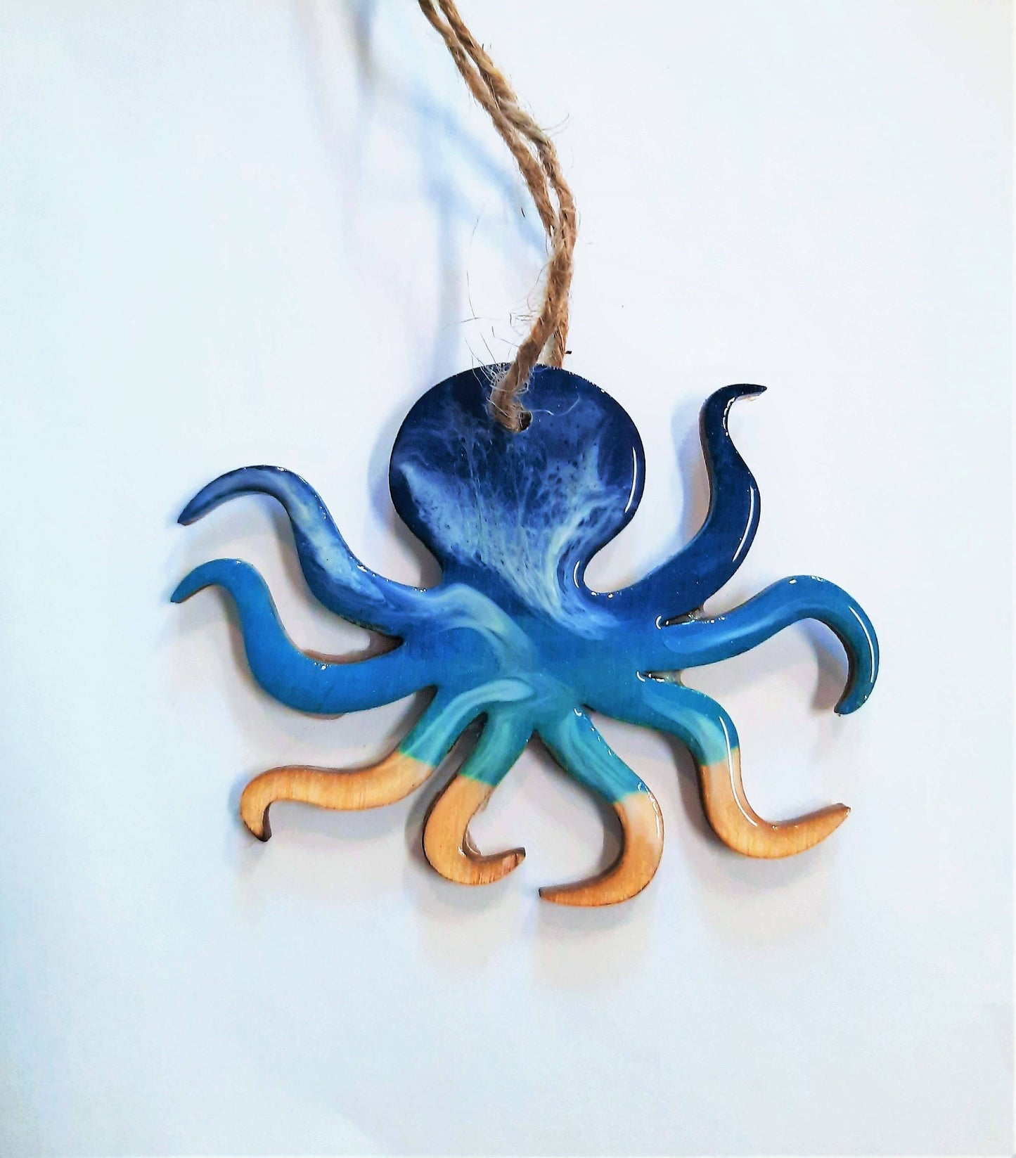 Octopus Ornament - Handmade Resin & Wood Ornament