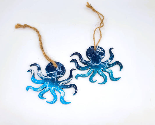 Octopus Ornament - Handmade Resin & Wood Ornament