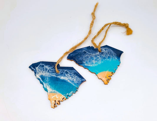 South Carolina Christmas Ornaments - Handmade Resin & Wood
