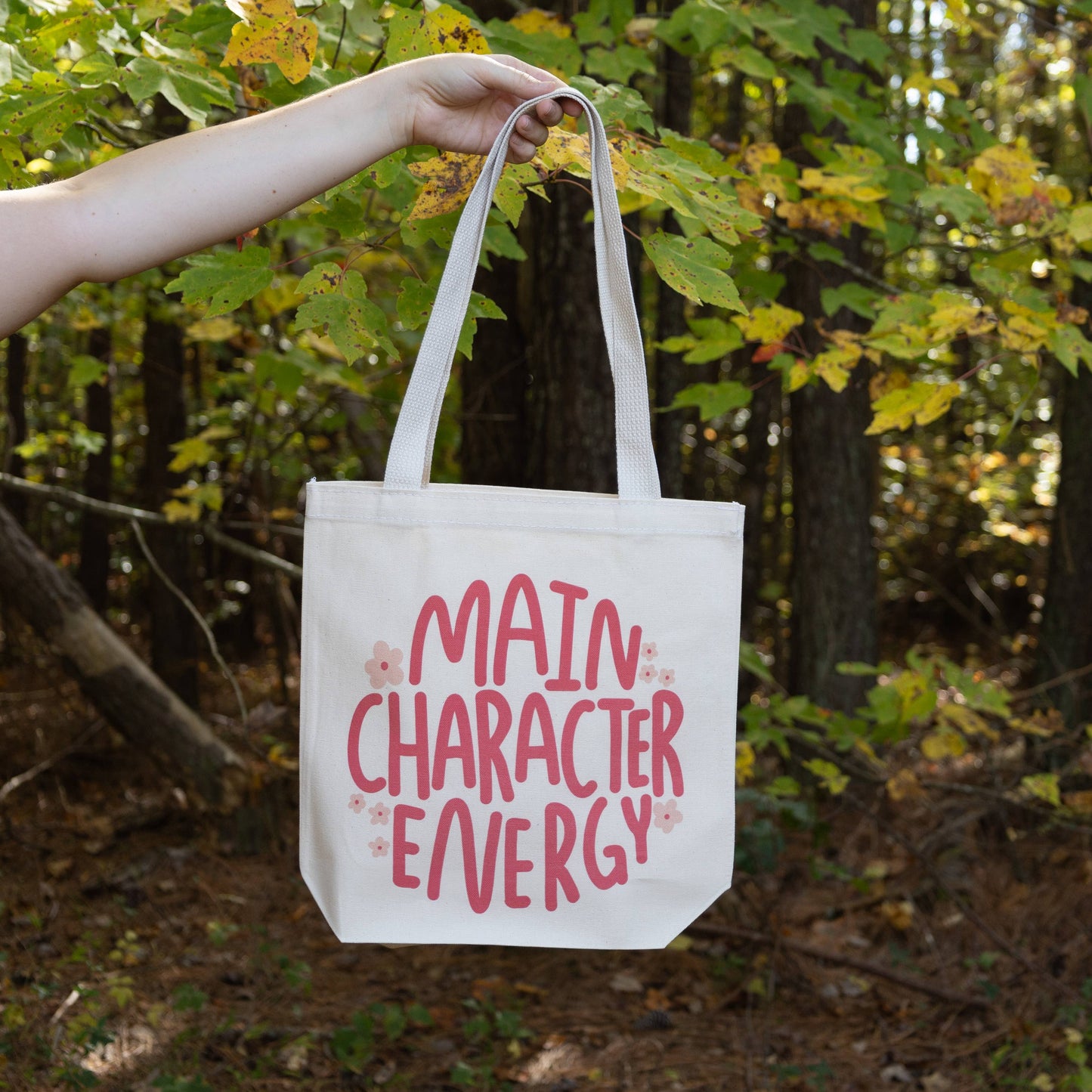 Main Character Energy Tote | Pink Cotton Square Bag