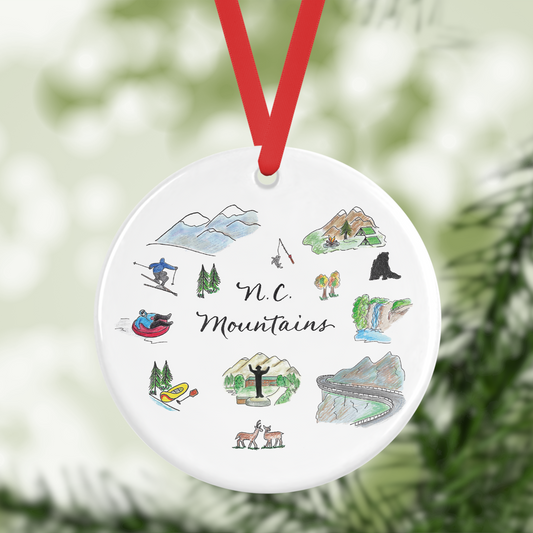 North Carolina Mountains Christmas Ornament