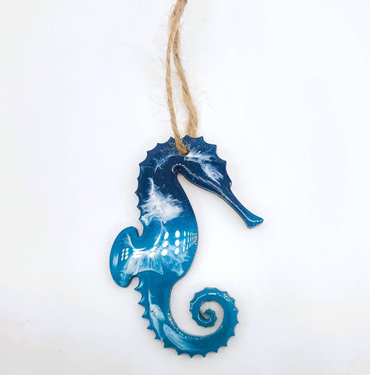 Seahorse Ornament - Handmade Resin & Wood Ornament