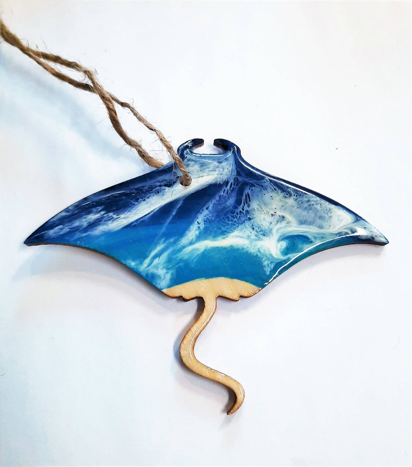 Stingray Ornament - Handmade Resin & Wood Ornament