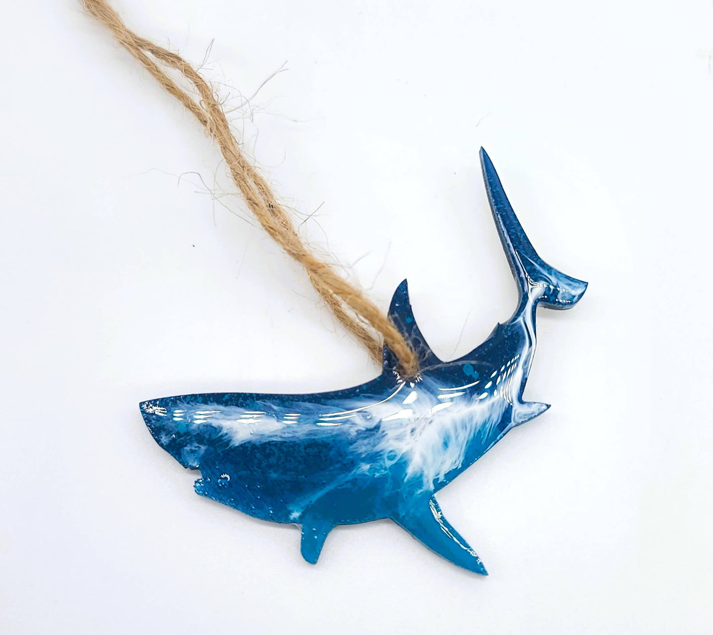 Shark Ornament - Handmade Resin & Wood Ornament