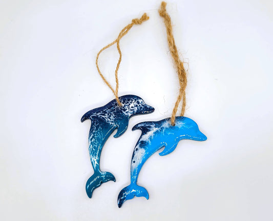 Dolphin Ornament - Handmade Resin & Wood Ornament