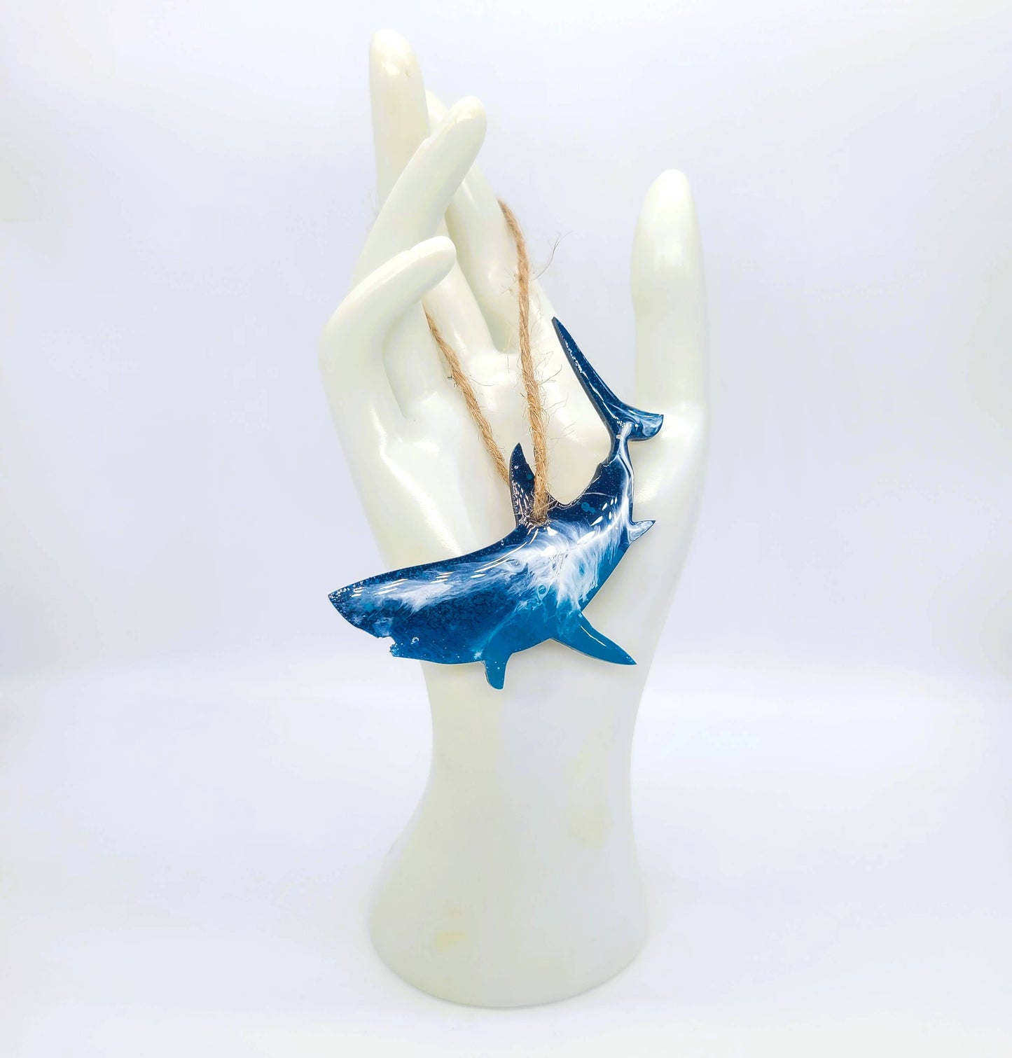 Shark Ornament - Handmade Resin & Wood Ornament