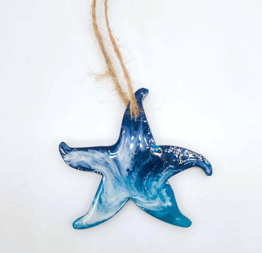 Starfish Ornament - Handmade Sea Star Resin & Wood Ornament