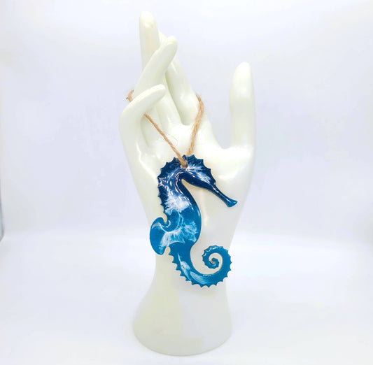 Seahorse Ornament - Handmade Resin & Wood Ornament