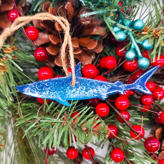 Shark Ornament - Handmade Resin & Wood Ornament