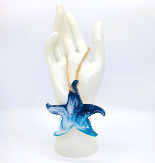 Starfish Ornament - Handmade Sea Star Resin & Wood Ornament