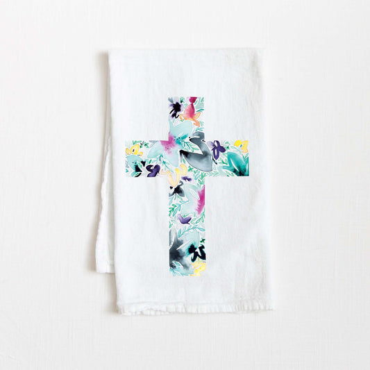 Cross Watercolor Tea Towel