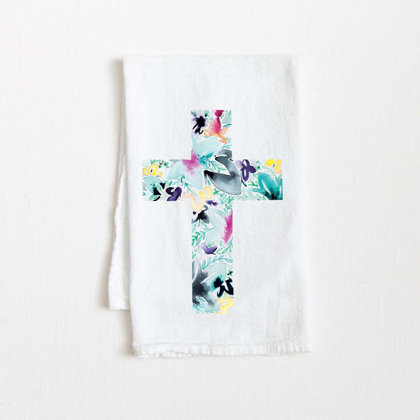 Cross Watercolor Tea Towel