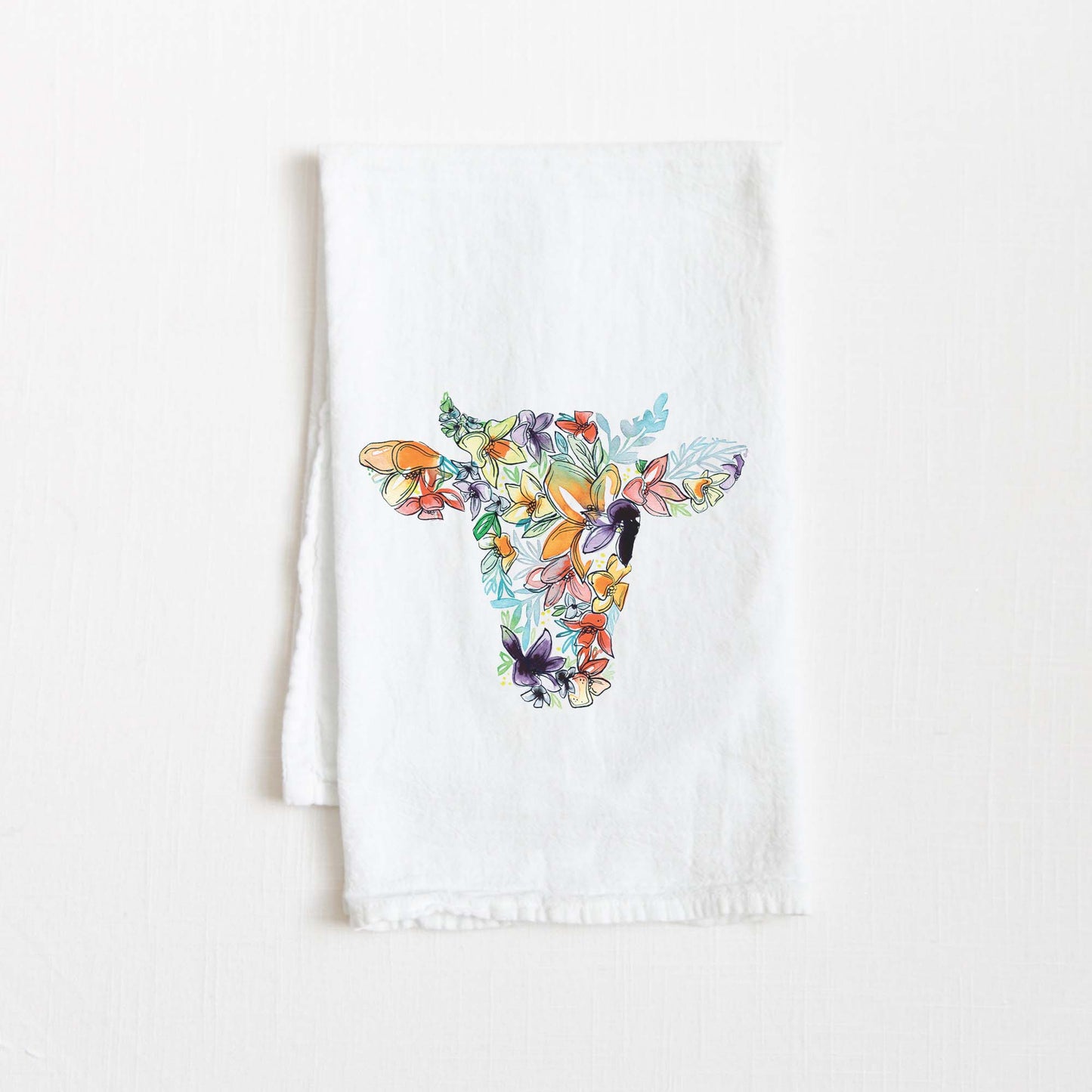 Cow Watercolor Tea Towel