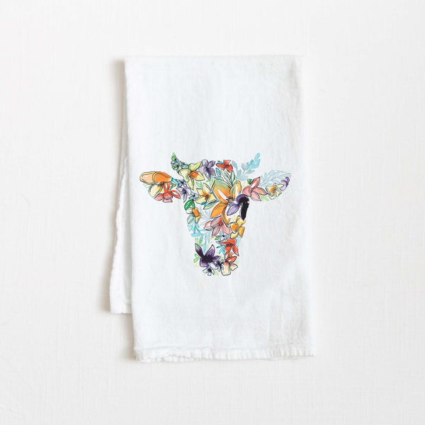 Cow Watercolor Tea Towel