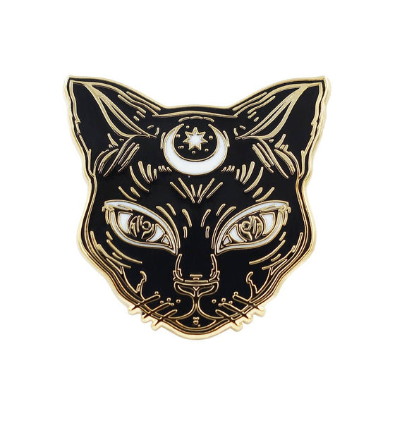 Luna The Black Cat Kitty Witch's Cat Enamel Pin
