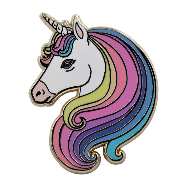 Majestic Unicorn Enamel Pin - Rainbow Hair Unicorn Pin