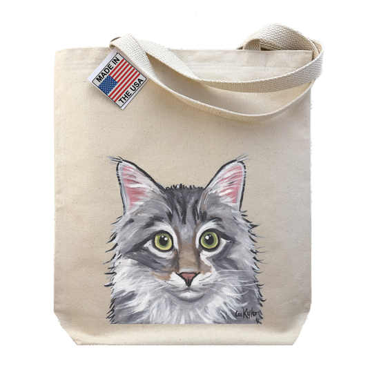 Grey & White Cat Tote Bag