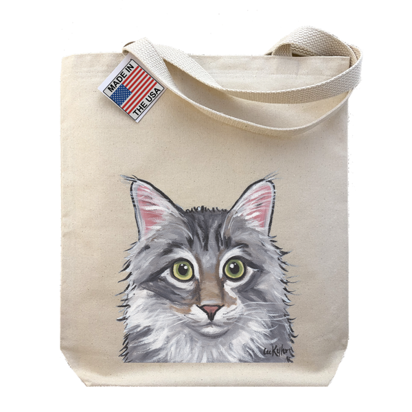 Grey & White Cat Tote Bag
