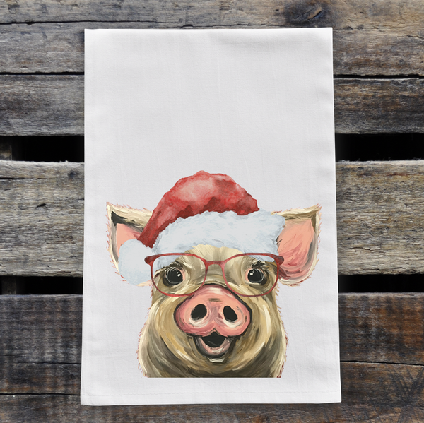 Pig Santa Tea Towel