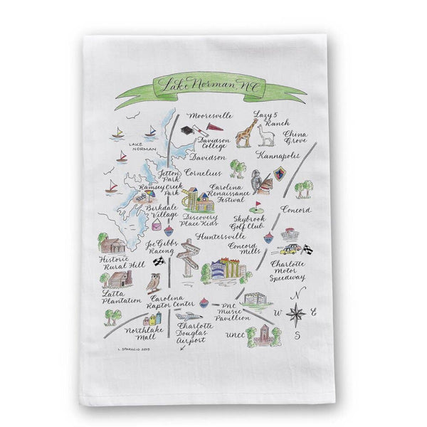 Lake Norman NC Map Tea Towel