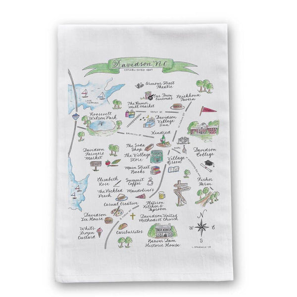 Davidson NC Map Tea Towel