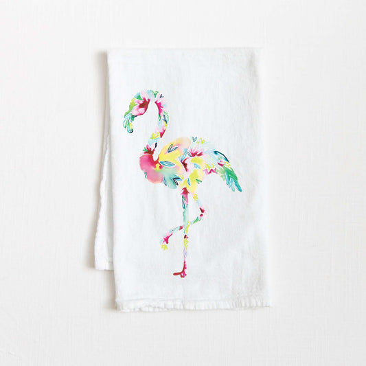 Flamingo Watercolor Tea Towel