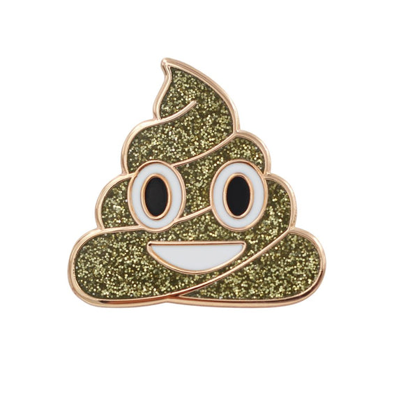 Poop Emoji Enamel Lapel Pin - Sparkle
