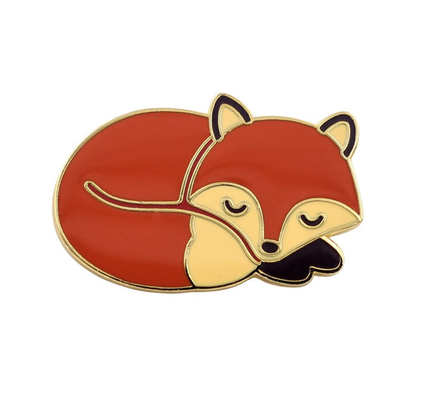 Sleeping Fox Enamel Lapel Pin