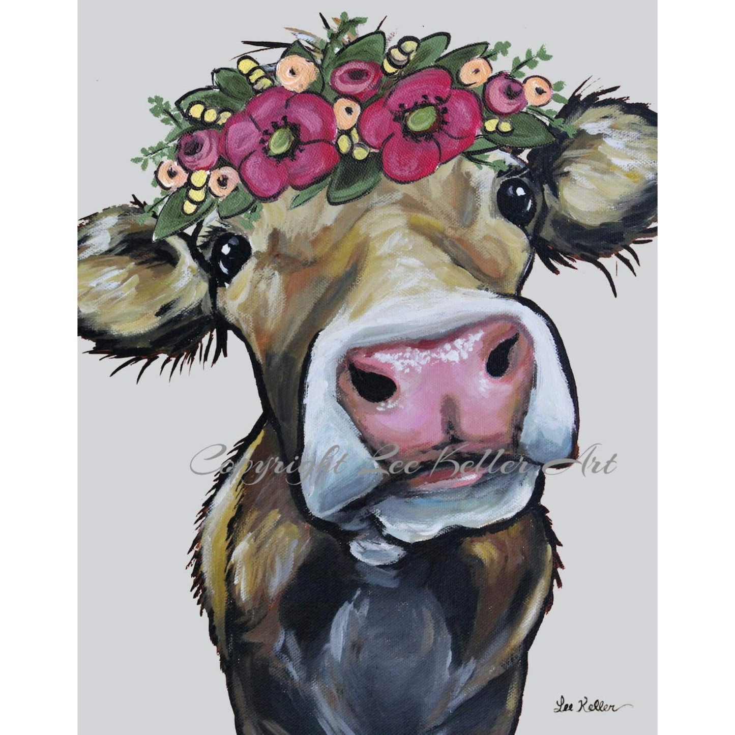 Cow Art Print | 'Hazel' | Flower Crown