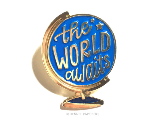 The World Awaits Globe Enamel Lapel Pin