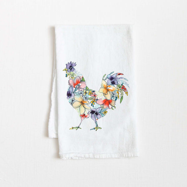 Chicken Watercolor Tea Towel