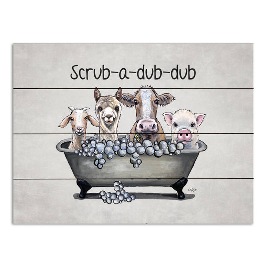 Farm Animals Bathtub Pallet Wood Sign | Scrub-a-dub-dub