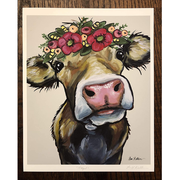 Cow Art Print | 'Hazel' | Flower Crown