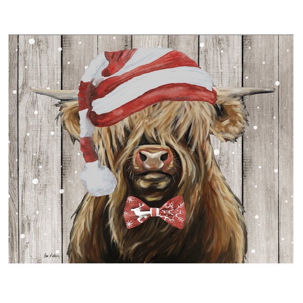 Highland Cow Holiday Art Print