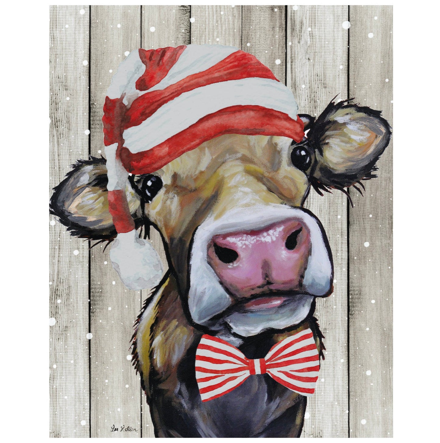 Cow Santa Art Print